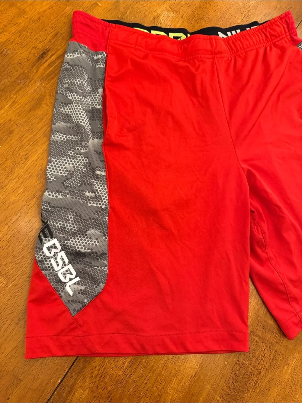 Nike Red Men's Athletic Shorts with Gray Camo Side Panels baseball Medium